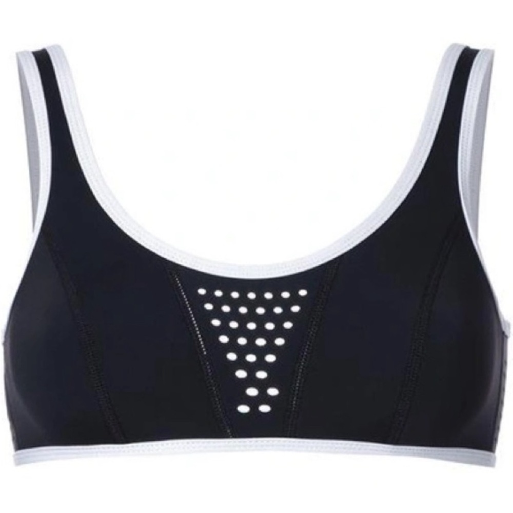 NWT Duskii Black La Kasbah Crop Bikini Top Black Medium Perforated Neoprene